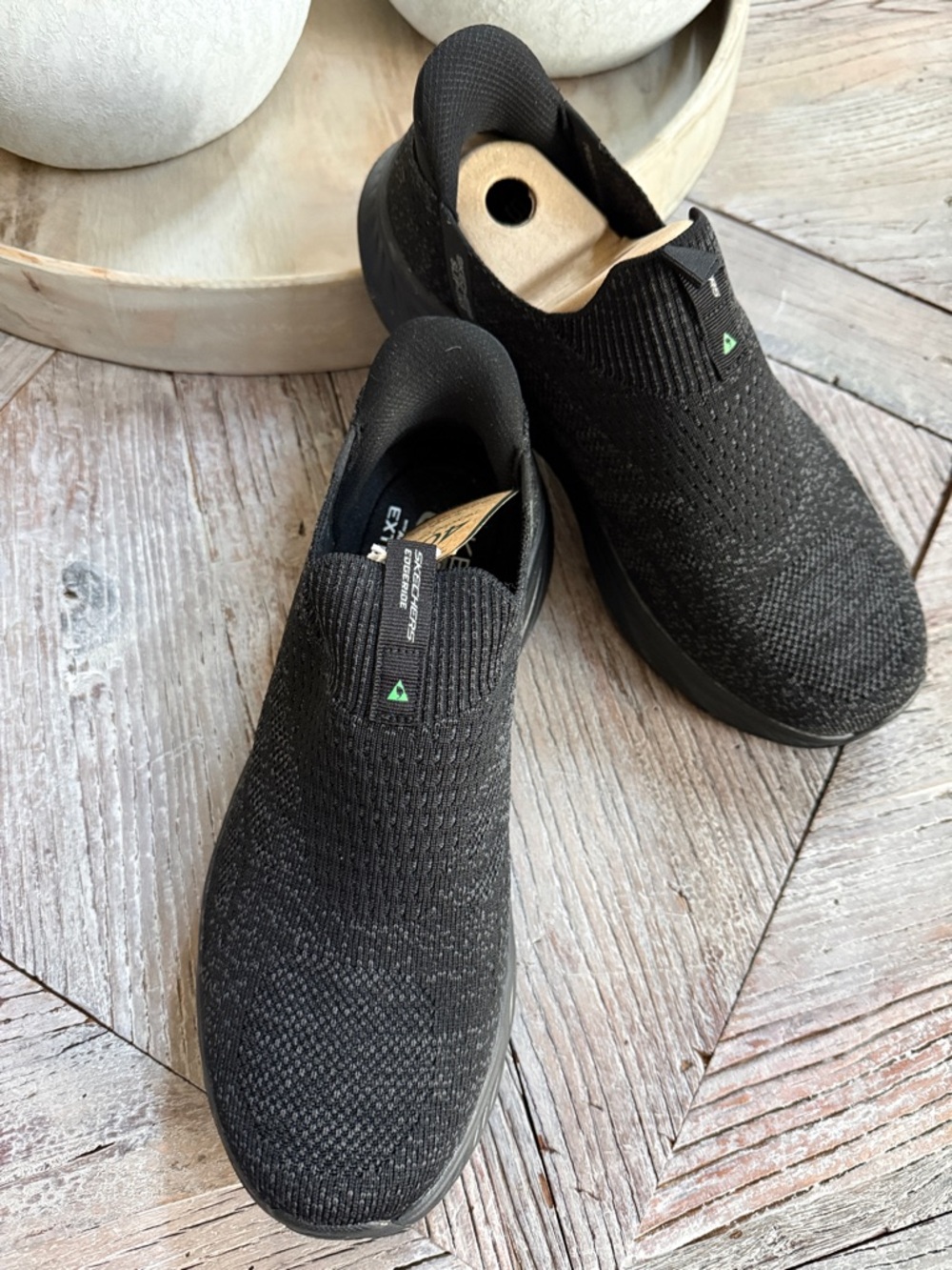 Skechers Black Slip-On Knit Sneakers for Men